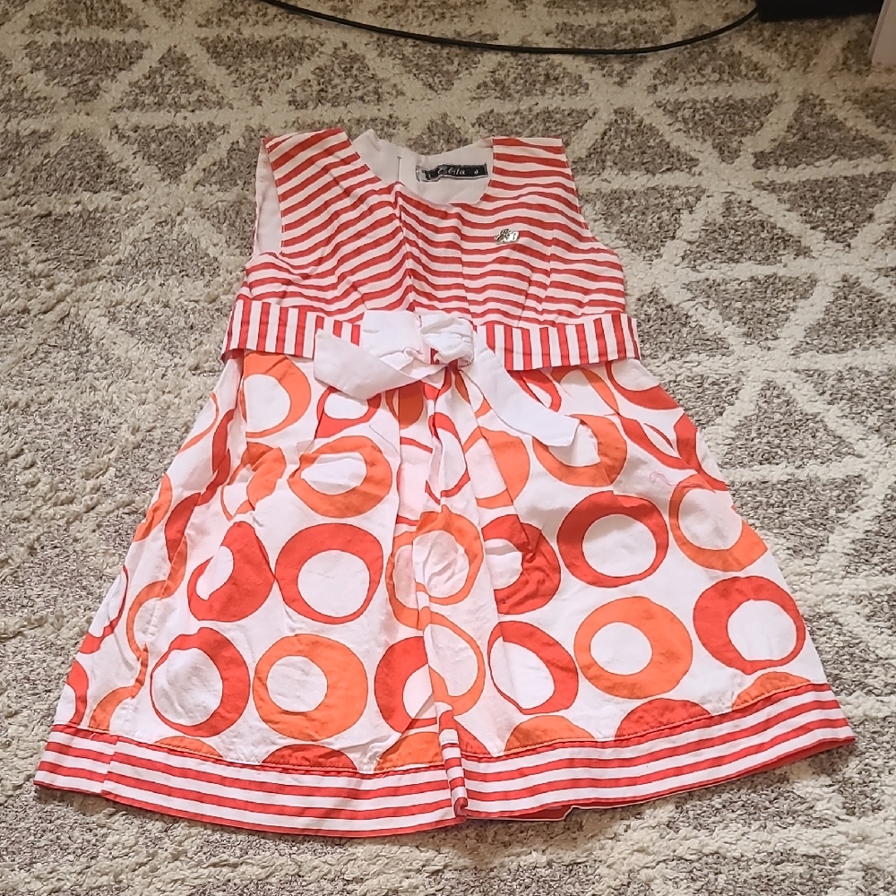 4 for $28 - Ebita Girls Girls 4 Orange & White Dress